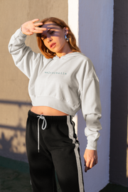 walterbella crop fleece hoodie light gray