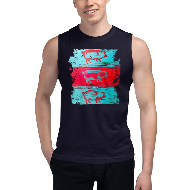 Three Pigs Athletic Sleeveless T Shirt