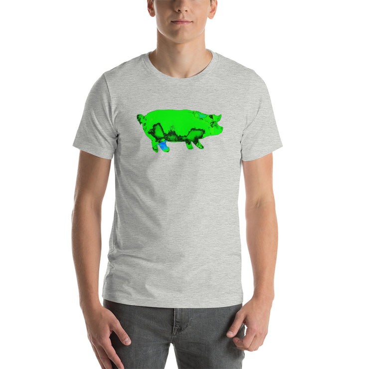 Neon Green Pig Art T Shirt