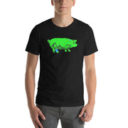 Neon Green Pig Art T Shirt